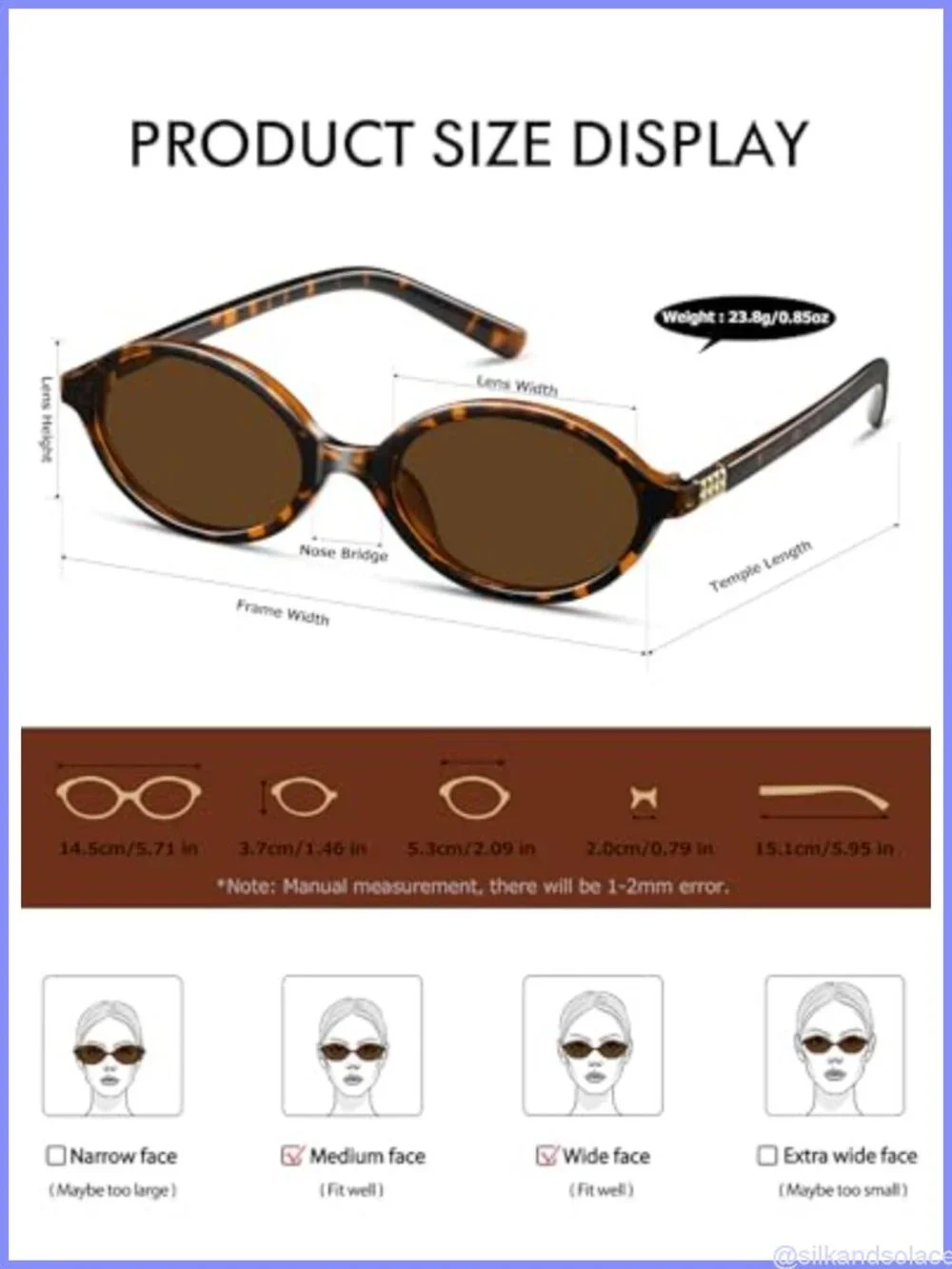 Retro Oval Sunglasses UV400 Protection Lightweight Unisex 2 Pack